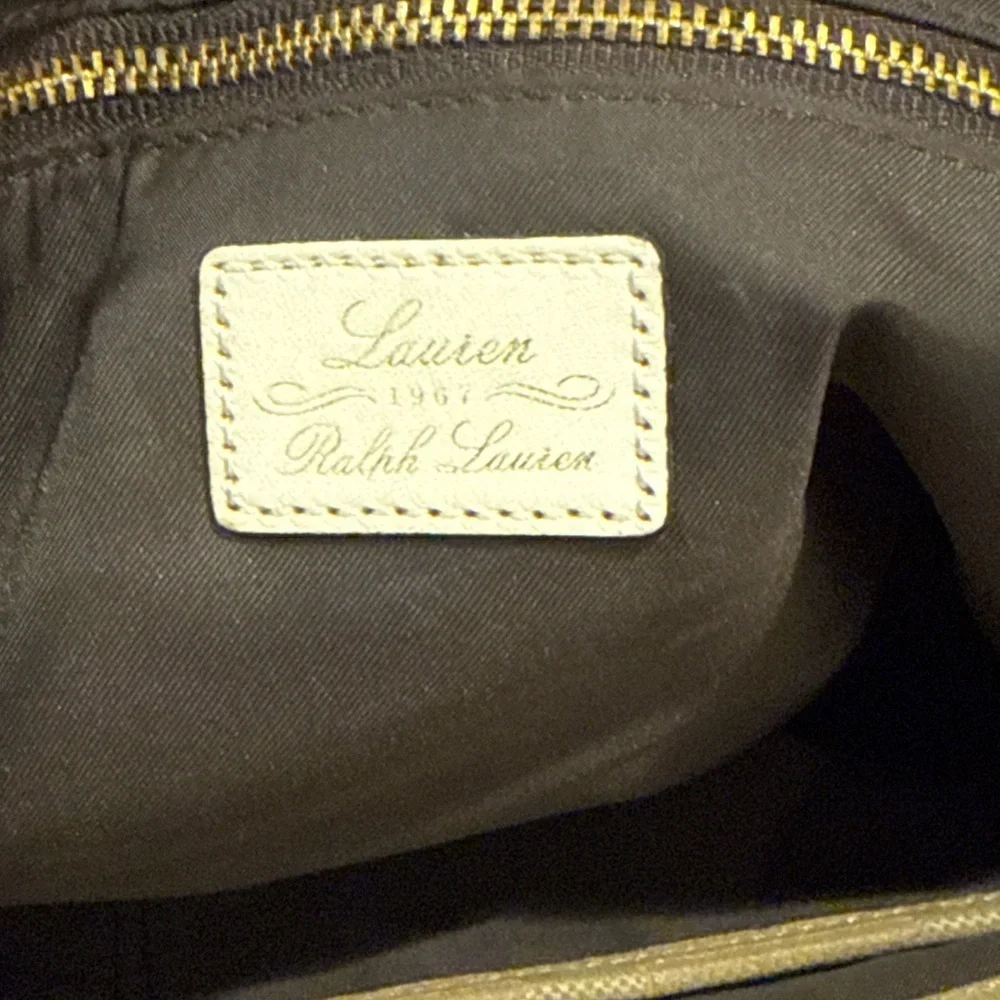 Ralph Lauren Khaki Tote Satchel Handbag Large Vintage - Picture 7 of 10